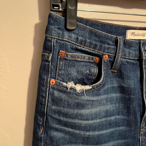 Madewell The High Rise Slim Boyjean Distressed Denim Cotton Jeans Size 27 Blue - Picture 8 of 15